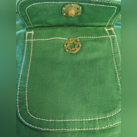 ANN TRINITY vintage green jean jacket size M with white/green oversized buttons - Picture 4 of 9